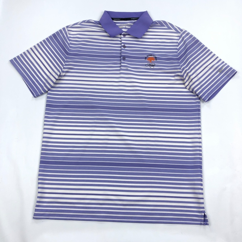 Nike Polo Shirt Medium Kiawah Ocean Course Golf Tour Performance Purple Stripe